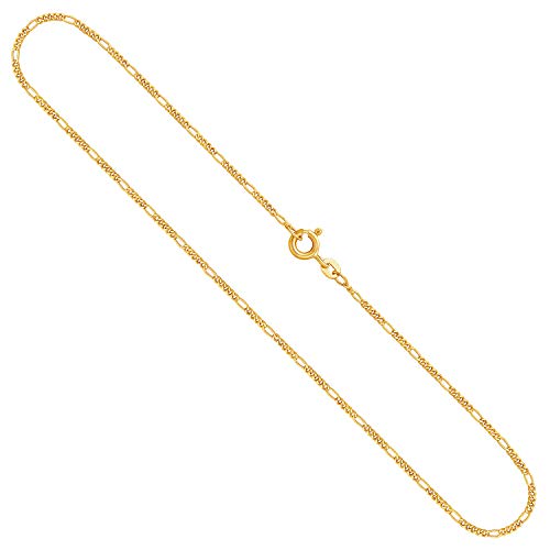 EDELIND Goldkette, Figarokette diamantiert Gelbgold 333/8 K, Länge 42 cm, Breite 1.5 mm, Gewicht ca. 1.9 g., NEU von EDELIND
