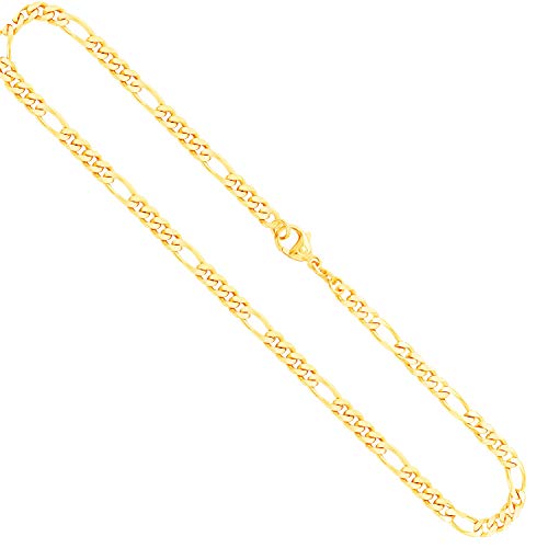 EDELIND Goldkette, Figarokette diamantiert Gelbgold 585/14 K, Länge 60 cm, Breite 4.3 mm, Gewicht ca. 25.4 g., NEU von EDELIND
