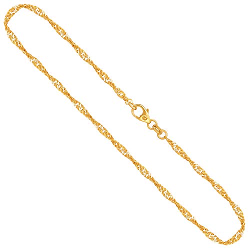 EDELIND Goldkette 585 Gelbgold 2,4mm für Damen Herren - Singapurkette Halskette 14 Karat Gold Länge 50cm - Goldschmuck mit Schmuck Geschenk Box Made in Germany von EDELIND