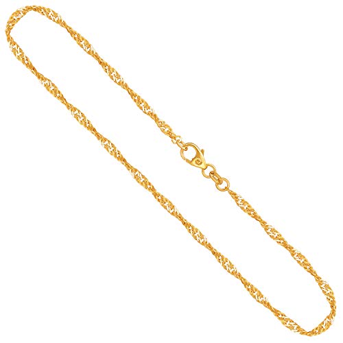 EDELIND Goldkette 333 Gelbgold 2,4mm für Damen Mädchen - Singapurkette Halskette 8 Karat Gold Länge 45cm - Goldschmuck mit Schmuck Geschenk Box Made in Germany von EDELIND