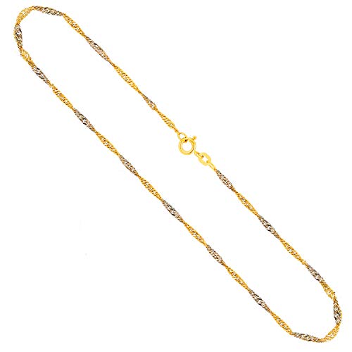 EDELIND Goldkette Damen 333 Gold Dünne 1,8 mm Kette Echtgold Singapurkette Bicolor Halskette Länge 42 cm mit Schmuck Geschenk Box Made in Germany von EDELIND