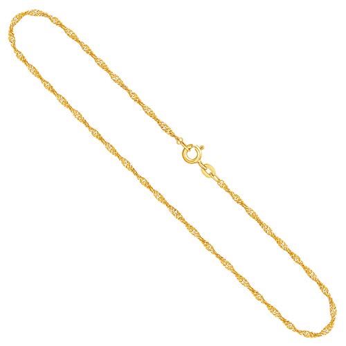 EDELIND Goldkette Damen 585 Gold Dünne 1,8 mm Kette Echtgold Singapurkette Gelbgold Halskette Länge 42 cm mit Schmuck Geschenk Box Made in Germany von EDELIND