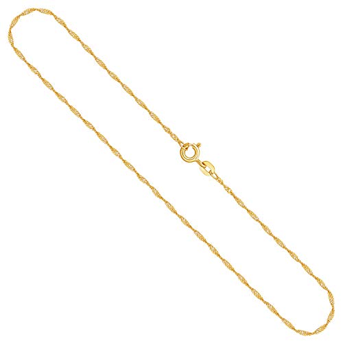 EDELIND Goldkette Damen Echt Gold 1,2 mm, Singapurkette 333 aus Gelbgold, Kette Gold mit Stempel, Halskette mit Federring, Länge 42 cm, Gewicht ca. 1 g., Made in Germany von EDELIND