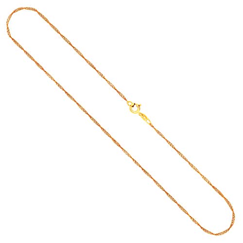 EDELIND Goldkette Damen Echt Gold 1.4 mm, Singapurkette 750 aus Gelbgold, Kette Gold mit Stempel, Halskette mit Federring, Länge 50 cm, Gewicht ca. 2.2 g, Made in Germany von EDELIND