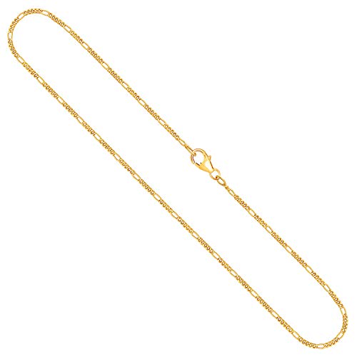 EDELIND Halskette Damen Herren 750 Gold 1.5 mm Goldkette Figarokette Diamantiert aus Gelbgold Länge 55 cm Echt Gold Kette mit Stempel Made in Germany von EDELIND