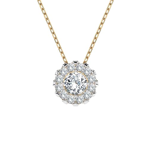 EDELIND Halskette Gelbgold 585 mit 13 Diamanten 0.1+0.1 ct - Runder Anhänger Gold, Länge 45 (40+5) cm - Collier Damen von EDELIND
