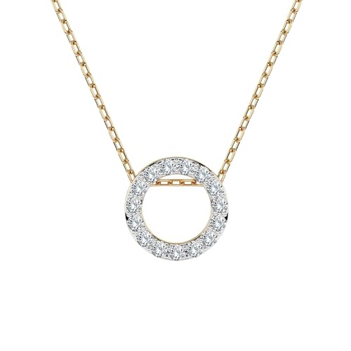 EDELIND Halskette Gelbgold 585 mit 15 Diamanten 0.09 ct - Runder Anhänger Gold, Länge 45 (40+5) cm - Collier Damen von EDELIND