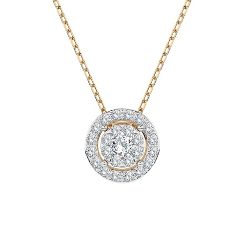 EDELIND Halskette Gelbgold 585 mit 25 Diamanten 0.03+0.11 ct - Runder Anhänger Gold, Länge 45 (40+5) cm - Collier Damen von EDELIND