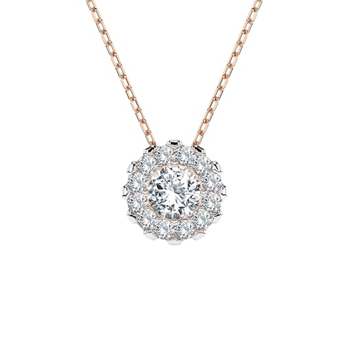 EDELIND Halskette Rosegold 585 mit 13 Diamanten 0.1+0.1 ct - Runder Anhänger Gold, Länge 45 (42+3) cm - Collier Damen von EDELIND