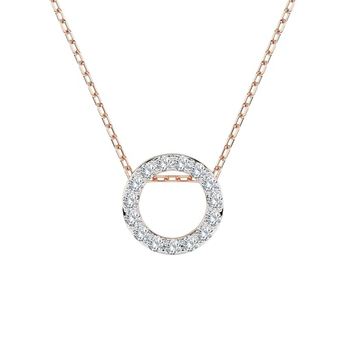 EDELIND Halskette Rosegold 585 mit 15 Diamanten 0.09 ct - Runder Anhänger Gold, Länge 45 (40+5) cm - Collier Damen von EDELIND