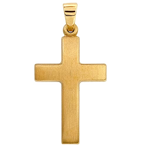 EDELIND Kreuz-Anhänger seidenmatt 585 Echtgold für Herren Damen, Goldanhänger 14 Karat Gelbgold Höhe 18 mm, Kettenanhänger mit Schmuck Geschenk Box von EDELIND