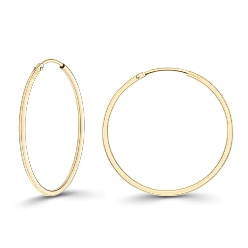 EDELIND Ohrringe Creolen 32mm 585 Gold, Basic Ohrschmuck für Frauen Mädchen, Creolen Set aus 14 Karat Gelbgold Breite 1,5 mm Basic Ohrschmuck mit Schmuck Geschenk Box Made in Germany von EDELIND