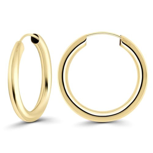 EDELIND Ohrringe Damen Creolen 20mm 375 Gelbgold Breite 2,5mm Kleine Hoop Ohrringe 9 K Echt Gold Goldene Ohrringe mit Schmuck Geschenk Box Made in Germany von EDELIND