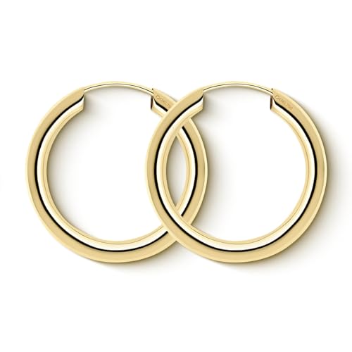 EDELIND Ohrringe Damen Creolen Gold 20mm 750 Gelbgold Breite 2,5mm Kleine Hoop Ohrringe 18 K Echt Gold Goldene Ohrringe mit Schmuck Geschenk Box Made in Germany von EDELIND