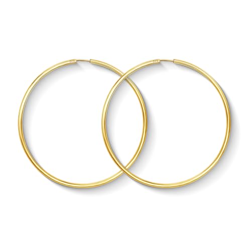 EDELIND Creolen Gold 375 Echtgold 60 mm - Groß Ohrringe 2 mm breit Gelbgold - für Damen - mit edler Geschenkbox von EDELIND