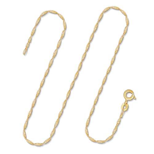 EDELIND Singapurkette 1.2 mm Goldkette Damen Echt 750 (18 Karat) Gelbgold, Mit Stempel, Halskette Mit Federring, Länge 45 cm, Gewicht ca. 1.6 g von EDELIND