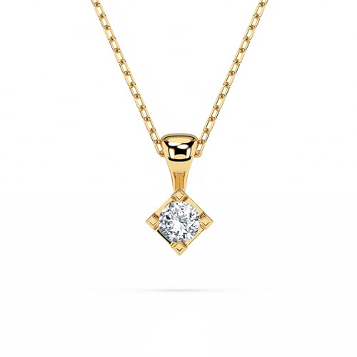 EDELIND Solitär Halskette Gelbgold 585 mit Diamant 0.08 ct - Echtgold Kette als Ankerkette Gold, Länge 45 (42+3) cm - Diamant Kette Damen Echt mit Geschenkbox von EDELIND