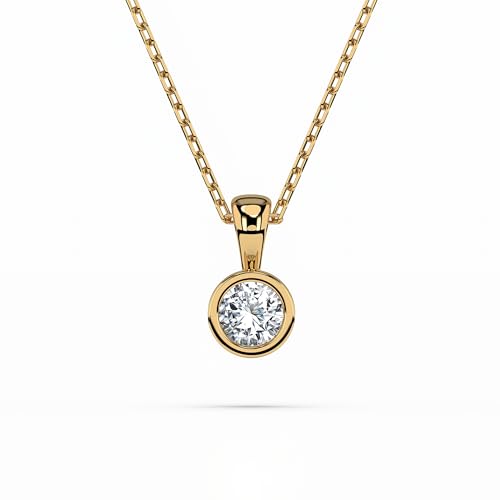 EDELIND Solitär Halskette Gelbgold 585 mit Diamant 0.1 ct - Echtgold Kette als Ankerkette Gold, Länge 45 (40+5) cm - Diamant Kette Damen Echt mit Geschenkbox von EDELIND
