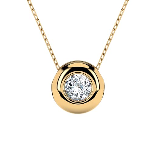 EDELIND Solitär Halskette Gelbgold 585 mit Diamant 0.15 ct - Echtgold Kette als Ankerkette Gold, Länge 45 (40+5) cm - Diamant Kette Damen Echt mit Geschenkbox von EDELIND