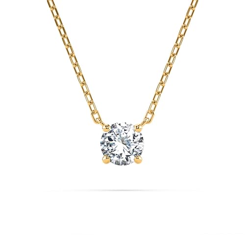 EDELIND Solitär Halskette Gelbgold 585 mit Diamant 0.15 ct - Echtgold Kette als Ankerkette Gold, Länge 45 cm - Diamant Kette Damen Echt mit Geschenkbox von EDELIND