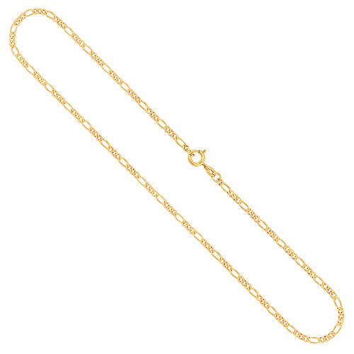 EDELIND Goldkette, Figarokette diamantiert Gelbgold 585/14 K, Länge 45 cm, Breite 2.2 mm, Gewicht ca. 5 g., NEU von EDELIND