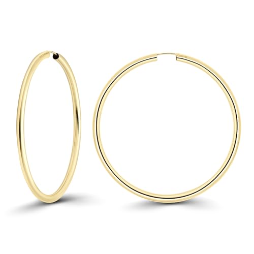 EDELIND Creolen 50mm 585 Gelbgold Breite 2,5 mm Große Hoop Ohrringe Damen 14K Echt Gold Basic Ohrschmuck Ohrringe mit Schmuck Geschenk Box Made in Germany von EDELIND