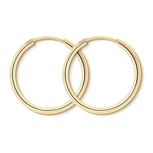EDELIND Creolen Gold 585 Gelbgold 20 mm Feine Ohrringe Breite 1,5mm 14 Karat Echtgold für Damen Herren Basic Ohrschmuck Frauen Mädchen mit Schmuck Geschenk Box Made in Germany von EDELIND