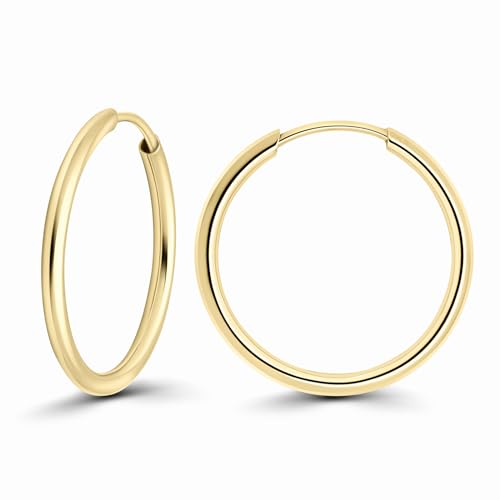 EDELIND Creolen Gold 750 Gelbgold 20 mm Feine Ohrringe Breite 1,5mm 18 Karat Echtgold für Damen Herren Basic Ohrschmuck Frauen Mädchen mit Schmuck Geschenk Box Made in Germany von EDELIND