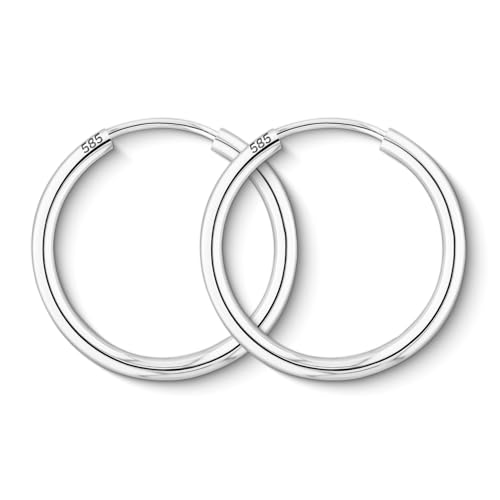 EDELIND Ohrringe Damen Creolen Gold 585 Echt Aus Weißgold, 20 mm, Mit Stempel, Breite 2 mm, Gewicht Ca. 0.7 g., Made in Germany von EDELIND