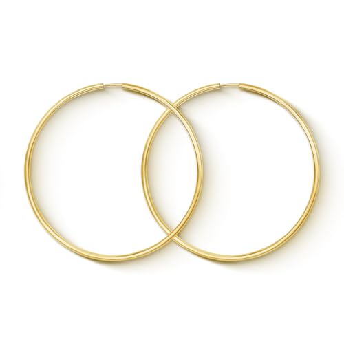 EDELIND Ohrringe Damen Creolen 60 mm 333 Gelbgold Große Hoop Ohrringe 8 Karat Echt Gold Breite 2mm Goldschmuck Damenohrringe mit Schmuck Geschenk Box von EDELIND