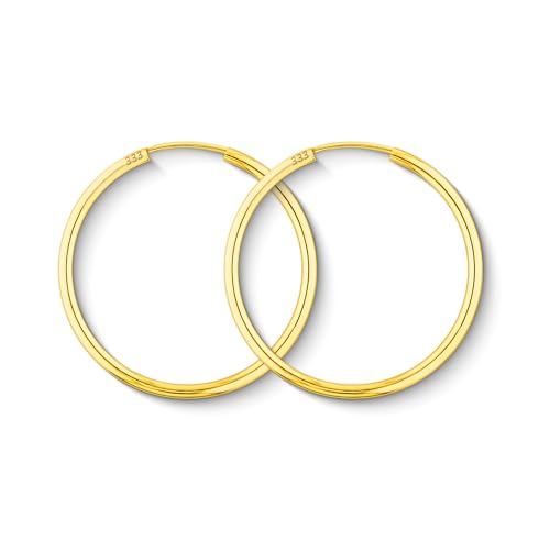 EDELIND Creolen Gold 333 Echtgold 30 mm - zarte Ohrringe Damen 2 mm breit Gelbgold - mit edler Geschenkbox von EDELIND