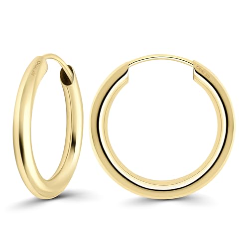 EDELIND Creolen 15mm 333 Gelbgold Breite 2mm Hoop Ohrringe Set 8K Echtgold für Damen Herren Basic Ohrschmuck für Frauen Mädchen mit Schmuck Geschenk Box von EDELIND