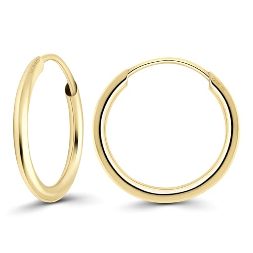 EDELIND Creolen 13 mm 375 Gold Feine Ohrringe für Damen Mädchen Breite 1,3mm Hoop Ohrringe Klein 9 Karat Gold Basic Ohrschmuck mit Schmuck Geschenk Box Made in Germany von EDELIND