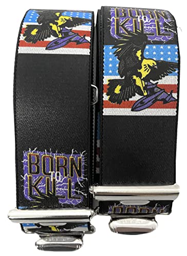 BORN TO KILL HOSENTRÄGER USA AMERIKA - 35MM breite Hosenträger mit 4 Clips in H-Form verstellbare elastische Hosenträger mit starkem Metallclip Party Fasching Kostüm Karneval /BornToKillSchwarz ST-049 von EDERER