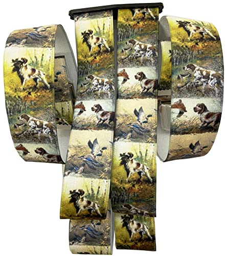 JÄGER Hosenträger SEIDENGLÄNZEND JAGDHUND-ENTE-Design-Österreich-Vienna-35MM breite Hosenträger mit 4 Clips in H-Form verstellbare elastische Hosenträger mit starkem Metallclip/ KS-Jagdhund G-010 von EDERER