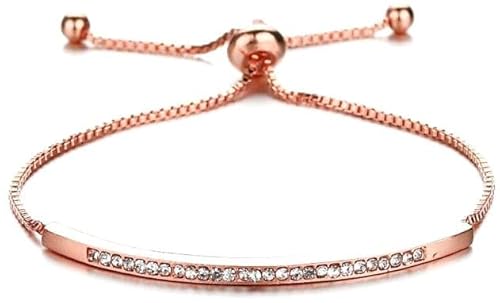 EDIBAZZAR Armband - Zirkone - Zeitlose Eleganz - Metallschmuck - Unvergleichliche Vielseitigkeit - Rot - Modell N69 - Anpassbare Länge von EDIBAZZAR