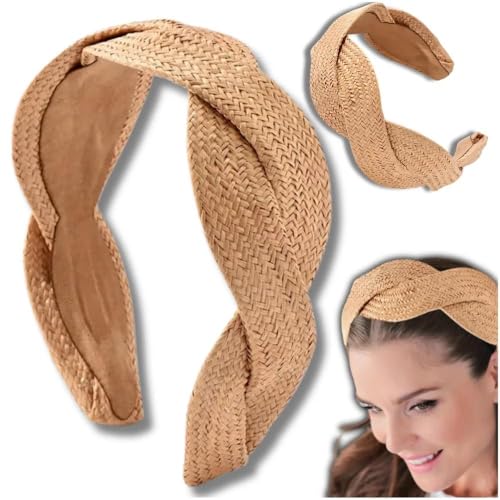 EDIBAZZAR Breites geflochtenes Boho-Stirnband für Damen, beige EDIBAZZAR Breites geflochtenes Boho-Stirnband für Damen, beige von EDIBAZZAR