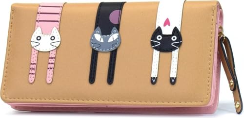 EDIBAZZAR Damenbrieftasche – Katzenmuster - stilvolles Accessoire - praktische Organisation - hochwertiges Leder von EDIBAZZAR