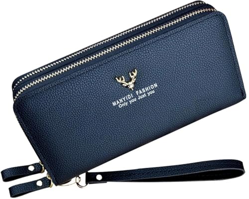 EDIBAZZAR Damenledergeldbörse - Elegantes Design - Geräumig - Zwei-Reißverschluss - Organisation - Hochwertiges Ökoleder von EDIBAZZAR