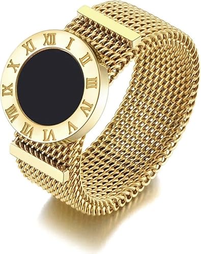 EDIBAZZAR Goldring - Chirurgenstahl - Eleganz - Mode - Accessoire - Qualität - Zeitlos - Römische Ziffern von EDIBAZZAR