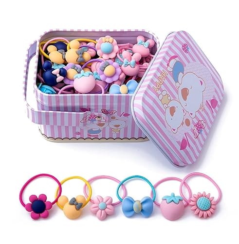 EDIBAZZAR Gummibänder - Baby Mädchen - Bunte Vielfalt - Verspielte Designs - Metallbox - Handgefertigt - Flexibler Kunststoff von EDIBAZZAR