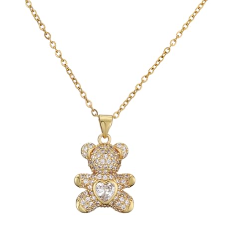 EDIBAZZAR Halskette - Gold - Teddy - Zirkonia - Modernität - Eleganz - Antiallergischer Schmuckstahl von EDIBAZZAR