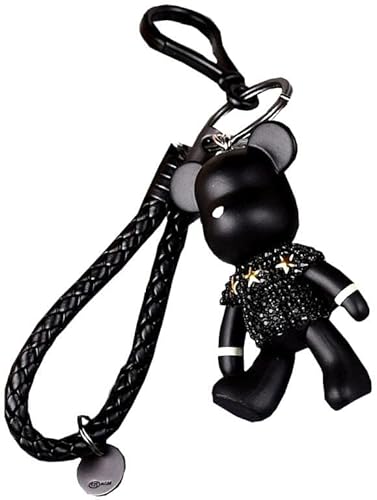 EDIBAZZAR Schlüsselanhänger - Teddybär - Stilvolles Accessoire - Öko-Leder - Schwarze Farbe - Unterstreicht Ihren Look von EDIBAZZAR