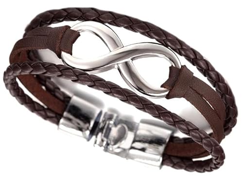 EDIBAZZAR UNISEX LEDERARMBAND LANYARD - Stilvolles Accessoire - Punk Unendlichkeit - Einzigartiges Design - Hochwertige Verarbeitung - Bronze - Modell B107 von EDIBAZZAR