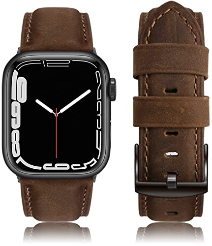 EDIMENS Echtleder-Armbänder kompatibel mit Apple Watch, 38 mm, 40 mm, 41 mm, für Herren und Damen, weiches Vintage-Echtleder-Ersatzarmband für iWatch Series 8, 7, 6, 1 SE Sports Edition, Retro-Braun von EDIMENS