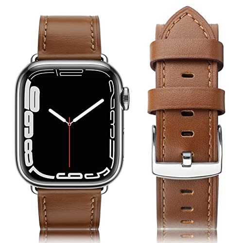 EDIMENS Armband Kompatibel mit Apple Watch Armband 45mm 44mm 42mm Damen Herren, Echtes Ersatz Lederarmband Ersatzband für Apple Watch iWatch Armbänder Series 8 7 6 5 4 3 2 1 SE Ultra Sport & Edition von EDIMENS