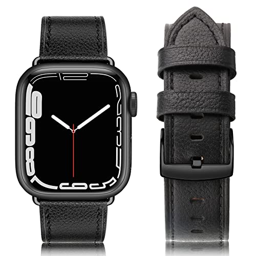 EDIMENS Armband Kompatibel mit Apple Watch Armband 45mm 44mm 42mm Damen Herren, Echtes Ersatz Lederarmband Ersatzband für Apple Watch iWatch Armbänder Series 8 7 6 5 4 3 2 1 SE Ultra Sport & Edition von EDIMENS