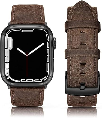 EDIMENS Armband Kompatibel mit Apple Watch Armband 45mm 44mm 42mm Damen Herren, Echtes Ersatz Lederarmband Ersatzband für Apple Watch iWatch Armbänder Series 8 7 6 5 4 3 2 1 SE Ultra Sport & Edition von EDIMENS