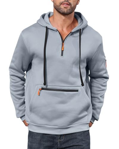 EDITCOZY Herren Zip Kapuzenpullover Sweatshirts Langarm Jumpers Fleece Half Zip Männer Sweatshirt Grau L EDITCOZY Herren Zip Kapuzenpullover Sweatshirts Langarm Jumpers Fleece Half Zip Männer Sweatshirt Grau L von EDITCOZY