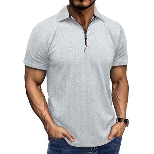 Herren Polo Shirts Reißverschluss Kurzarm Polo Strick Casual Quarter Zip Sommer Golf Shirts von EDITCOZY